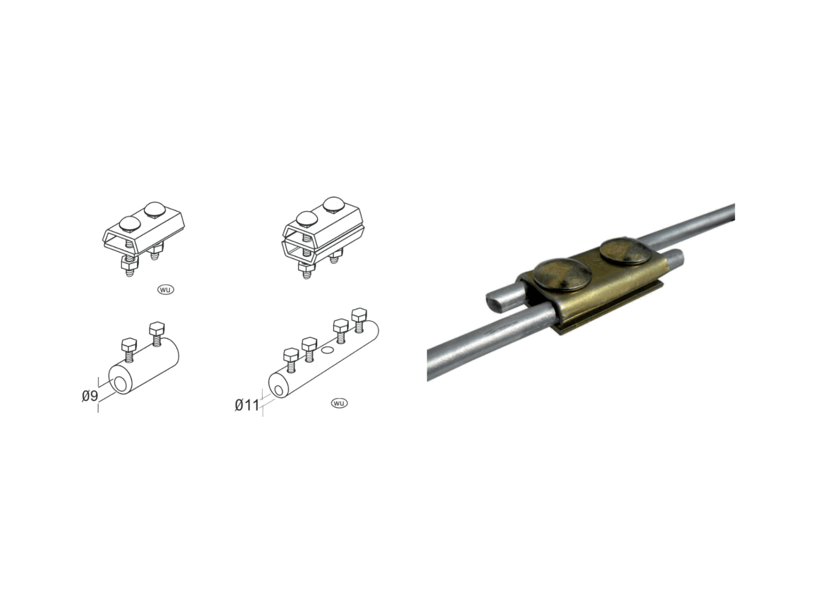 Контрольный соединитель для круглого проводника — StGl, StZn, Inox V2A или Cu